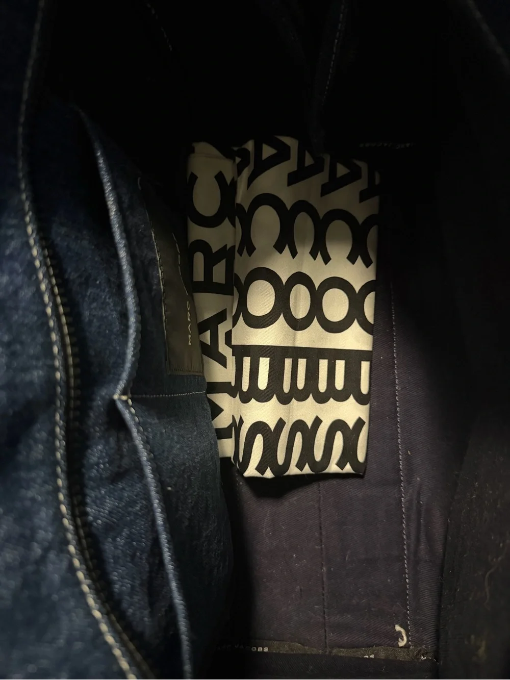 Marc Jacobs Large Patchwork Denim Tote with Tan Top Handle